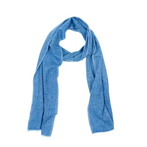 Écharpe en cachemire durable pour homme et femme, foulard bleu à chevrons, en laine mérinos mélangée, chaud, pour l'hiver, 100%