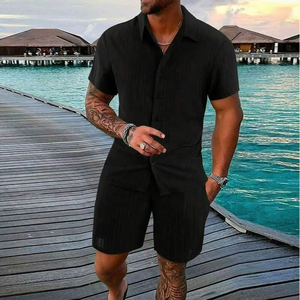 Africa New Style Ethnic Style Muslim Fashion Breathable Solid Embroidery Casual Robe 2 Piece Sets Long Sleeve Men Suits - Product Image 3