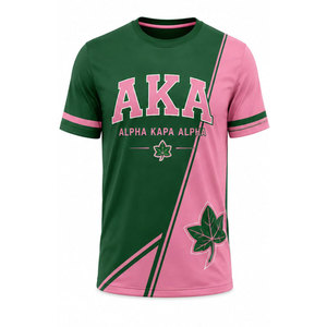 Camiseta Personalizada de Color Sólido para Hermandad, 100% Algodón, Estilo Urbano, Rosa y Verde, Manga Corta, Estampada, Casual, Cuello Redondo, Corte Regular para Hombre - Product Image 5