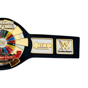 Wheel of Fortune Champions Tournament Belt WWE Design Premium Quality Black Strap with Colorful Wheel and Gold Plates - Product Image 3