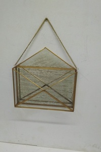 Artisan Design Geometric Brass and Glass Lacquer Wall <b>Shelf</b> with Polygon Design for Modern Home Decor - Product Image 4