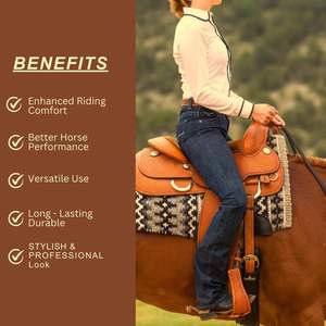Ensemble complet de selle de baril en cuir Endurance Horse Racing Selle de course de sport confortable Arbre en plastique optimisé pour la selle rembourrée - Product Image 6