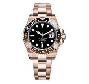 นาฬิกา GMT NH34 โรสโกลด์ โลโก้ S เครื่อง Seiko NH35 ตัวเรือนสแตนเลสสตีล รุ่นดัดแปลง อนาล็อก สำหรับดำน้ำ กันน้ำ 50 บาร์ กระจกแซฟไฟร์ - Product Image 1
