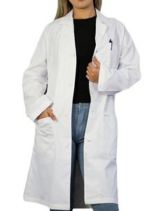 Bata de laboratorio larga blanca unisex, uniforme de algodón y poliéster para médicos, enfermeras y personal de hospitales, para hombres y mujeres. - Product Image 5
