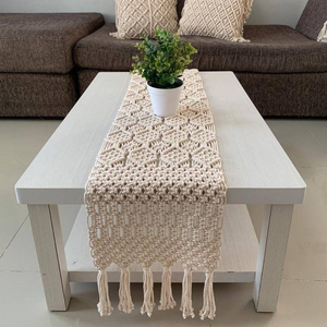 Wholesale Luxury Handmade Macrame Linen Table <b>Runner</b> Boho Wedding Table Decoration for 14 X 78 inches Bohemian Woven With Tassel - Product Image 1