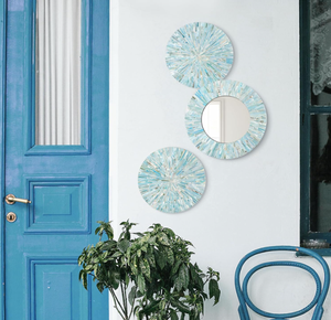 Vietnam Modern <b>MOP</b> Floral Round Mirror Handmade <b>Wall</b> Decor - Product Image 4
