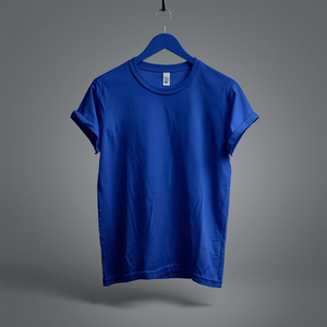 เสื้อยืดโพลีเอสเตอร์ผสมสแปนเด็กซ์สีน้ำเงินรอยัล 90/10 ยืดหยุ่นได้ แขนสั้น สำหรับออกกำลังกาย พร้อมบริการปรับแต่งแบบ OEM ODM - Product Image 6