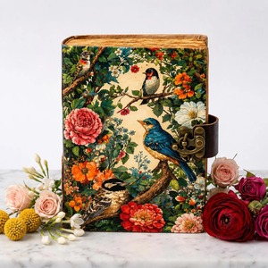 Diario de Cuero con Estampado Floral Grimoire, Tapa Dura Cosida a Mano, Libro de Hechizos de las Sombras, 200-400 Páginas, Regalo Personalizado para Él - Product Image 4