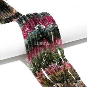 Pierre précieuse naturelle de tourmaline multicolore de qualité AAA, forme boîte de 3,5 mm, brin de 13 pouces, pierres en vrac multicolores pour la fabrication de bijoux - Product Image 4
