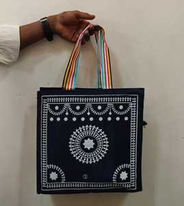 Bolsa Tradicional India de Yute Estampada con Asa, Bolsa de Compras Thamboolam, Regalo Festivo para Bodas, Recuerdo de Inauguración de Casa - Product Image 1
