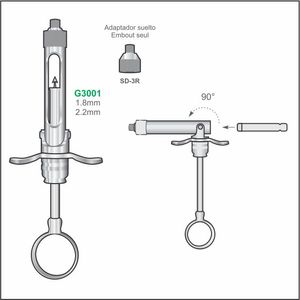 Jeringa de Aspiración Dental de Acero Inoxidable, Jeringa de Aspiración Manual de 1.8 mm y 2.2 mm con Adaptador de 90 Grados para Uso Quirúrgico - Product Image 2