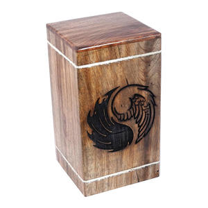 Supplier of best quality ying yang wooden cremation urn <b>box</b> handmade <b>large</b> mango wood burial with lid funeral urn for Columbia - Product Image 6