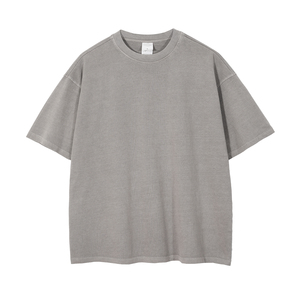 เสื้อยืดถักไหมพรมผู้ชายไซส์ใหญ่ ขายส่ง ผ้าฝ้ายพรีเมียม ทรงหลวม สตรีทแวร์ เป็นมิตรกับสิ่งแวดล้อม แห้งเร็ว รับทำโลโก้ตามสั่ง OEM ODM แบรนด์ส่วนตัว - Product Image 5