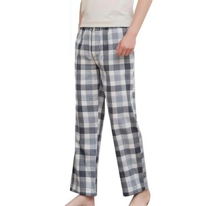 Pantalon de détente en coton à carreaux pour homme, léger, taille élastique, décontracté - Product Image 1