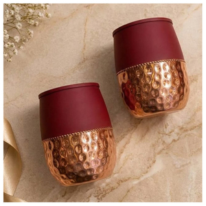 Gobelet artisanal 100 % cuivre pur, finition martelée, verre à boire en forme de sablier, tasse à eau ayurvédique pour la maison, vente en gros - Product Image 5