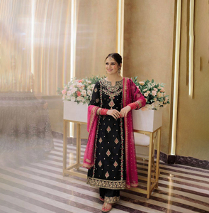 Best Selling Ethnic Wear Embroidered Reversible Quick Dry Work Top Dupatta Set Party Wear Kurta Palazzo <b>Kurti</b> Pant Set - Product Image 1