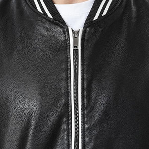 Veste en cuir de sport à manches longues, style streetwear, chaude pour l'hiver, couleur unie, pour homme - Product Image 3