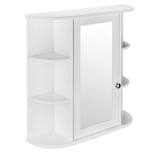 Armadietto da Bagno a Parete a 3 Ripiani con Specchio e Mensole, Bianco, per Interni - Product Image 5