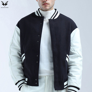 Black And White Color Good Quality With Reasonable Price Customized Logo Print Breathable Men Street Wear Varsity Jacket - Product Image 2