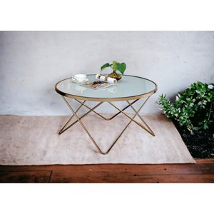 Tavolino da caffè Valora con piano in vetro smerigliato e finitura champagne - Product Image 3