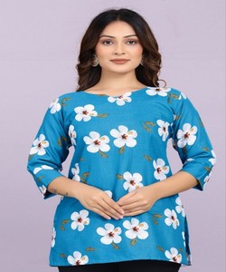 Top de Algodón con Estampado Digital de Estilo Étnico, para Uso Diario, Precio al por Mayor, Prenda Étnica RAMA - Product Image 1