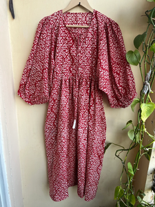 Vestido maxi bohemio de algodón con estampado floral indio, bordado a mano, estilo casual, largo, a precio de fábrica. - Product Image 2