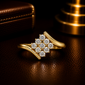 Anillo Minimalista de Oro Puro de 14K con Diamantes Cultivados en Laboratorio de Corte Redondo, Anillo de Compromiso y Boda para Mujer - Product Image 1