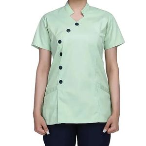 Conjunto de Uniforme Hospitalario para Mujer, Modelo 2026, Top Verde Menta con Botones Negros y Pantalones Azul Oscuro - Product Image 5