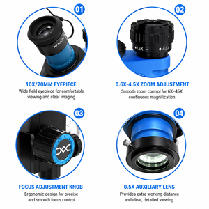 Trinocular Stereo <b>Microscope</b> 10X | Sunshine 180° Rotating Foldable Design | IP54 Protection | Manual Focus Precision Inspection - Product Image 4