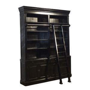 ตู้หนังสือไม้สองชั้นพร้อมบันไดตู้โชว์ตู้หนังสือไม้เนื้อแข็งตู้โชว์เคาะลงตู้แสดงสำหรับเฟอร์นิเจอร์สำนักงานบ้าน - Product Image 1