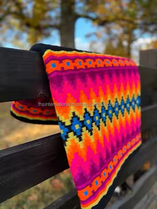 Couverture de selle Western Show en laine de Nouvelle-Zélande faite à la main Contour en cuir Double tissage de haute qualité pour les Sports équestres - Product Image 2