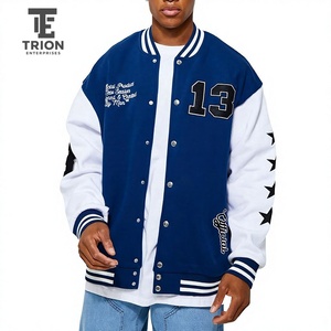 Wholesale Black And <b>White</b> Varsity <b>Jackets</b> With Embroidered Letter A Front Button Closure Unisex Preppy Style Baseball <b>Jackets</b> - Product Image 3