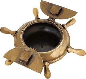 Cenicero de latón con diseño de rueda náutica para exteriores e interiores, decoración de mesa para el hogar u oficina, regalo para hombres y mujeres - Product Image 2
