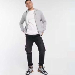 <b>Men's</b> Gray Hooded Sweatshirt Regular Fit Solid Color Pocket Design Casual Autumn Wear Knitted Fleece 100% Cotton - Product Image 5