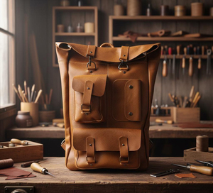 Sac à dos de luxe en cuir véritable à enroulement, sac à dos en cuir de vachette de haute qualité pour l'école, les voyages et le travail LRTB-0133 - Product Image 3