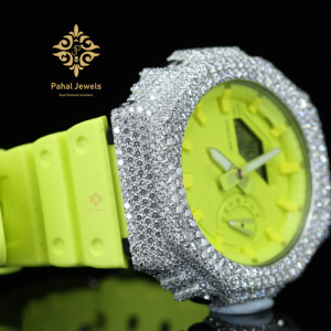 Pahal Jewels Montre de luxe en diamant à quartz analogique-numérique, boîtier rond de 43 mm, bracelet en silicone, unisexe - Product Image 6