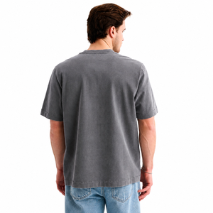 Men's Gray 100% Cotton Short Sleeve <b>T</b>-<b>Shirt</b> With Chest <b>Pocket</b> Regular Fit Casual O-Neck Jersey Knit Solid Color Design - Product Image 2