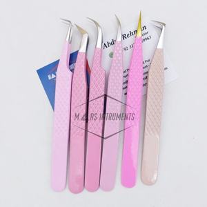 Pinzas de extensión de pestañas puntiagudas finas de acero inoxidable sostenibles Herramienta de recogida de pestañas de volumen con revestimiento de color - Product Image 1