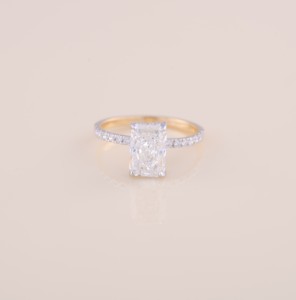 IGI Certified Radiant Cut Lab Grown Diamond Engagement - Wedding Ring with Pavé Band in <b>Solid</b> 925 Sterling <b>Silver</b> - Product Image 1