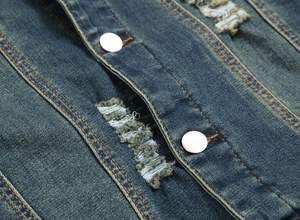 แจ็คเก็ตยีนส์ผู้ชายสีพื้นแบบสั่งตัดพอดีตัว คอตั้ง โลโก้ด้านหน้า ระบายอากาศได้ดี เป็นมิตรกับสิ่งแวดล้อม สไตล์สตรีทแวร์ - Product Image 5