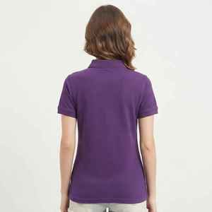 Polo à manches courtes pour femme Hawk Eye, couleur violette, avec lettres brodées sur le devant, style décontracté, tissu tricoté - Product Image 4