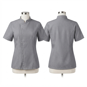 เสื้อเชฟแบบยูนิเซ็กซ์ ผ้าทวิลโพลีคอตตอน 240 GSM พิมพ์ลายสกรีนสีส้ม แขนสั้น กระดุมสองแถว สำหรับร้านอาหารและบาร์ - Product Image 6