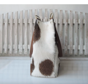 Bolso Tote de Cuero Resistente con Pelo Natural, Bolso de Hombro Portátil de Gran Capacidad de Cuero Genuino Vintage - Product Image 2