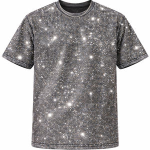 Camiseta personalizada con pedrería, estilo vintage, hombros caídos, estilo hip hop, de algodón grueso para hombre - Product Image 1