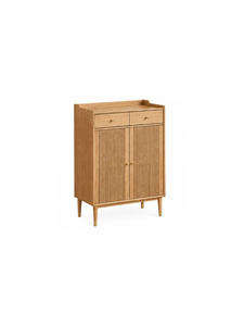 Modern Solid Wood Living Room <b>Cabinet</b> <b>with</b> 2 <b>Drawers</b> and Slab Doors Midcentury Design <b>Storage</b> Furniture - Product Image 2