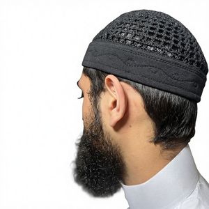 Chapeau de prière musulman en gros d'usine, casquette Kufi gaufrée, chapeau Koofi pour homme 100% coton respirant en maille, fabricant du Bangladesh - Product Image 1