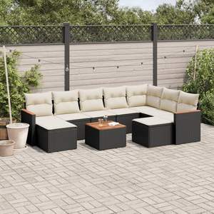 Conjunto de Sofás Modulares Grandes de Ratán PE Negro para Jardín, Muebles Modulares Elegantes para Exteriores - Product Image 1