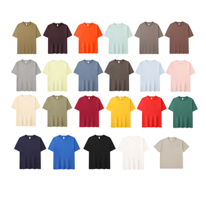 T-shirt en coton bleu uni à manches courtes pour homme, coupe classique, col rond, jersey décontracté - Product Image 2