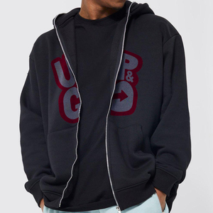 Sweat-shirt à capuche pour homme Up & Go, noir, en molleton 100% coton, coupe décontractée, poche avant, logo imprimé, vêtement d'automne - Product Image 3