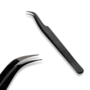 Vente en gros, pochette avec logo personnalisé, marque privée, pince à épiler en acier inoxydable, pointe pointue, extension de cils, outil de beauté - Product Image 2